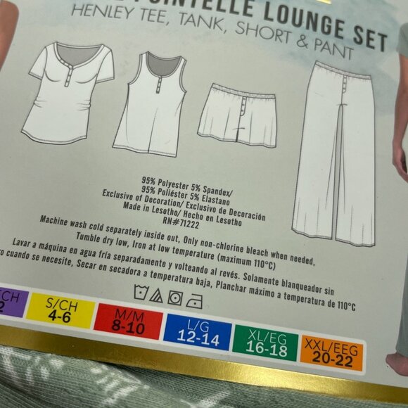 NEW Live 2 Lounge Women's XL 4-Piece Pointelle Lounge Set Green - Picture 4 of 5